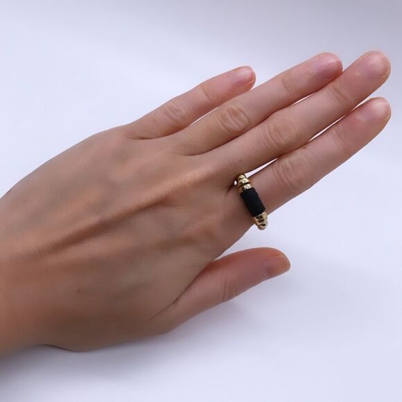 NWT Wool + Pepper Co. Black & Gold Stackable Ring - Picture 4 of 5